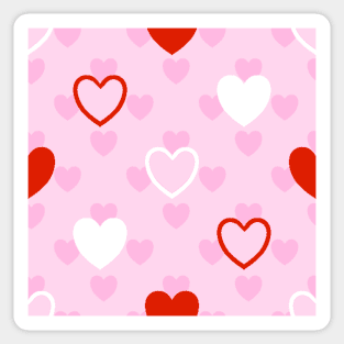 Red, White and Pink Valentine's Polka Dot Hearts Sticker